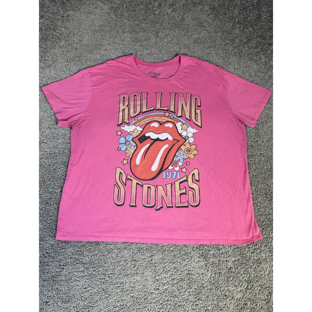 The Rolling Stones Shirt Womens XXXL (22) Pink Band Graphic Crew Neck Tagless
